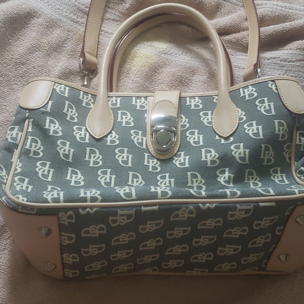 Donney and Bourke green grey sm double handle tote